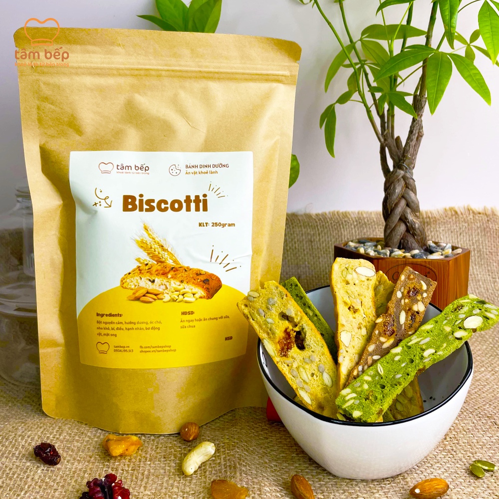 Bánh Biscotti 3 vị Không Đường Ngọt Từ Mật Ong dành cho người ăn kiêng, mẹ bầu - Tâm Bếp