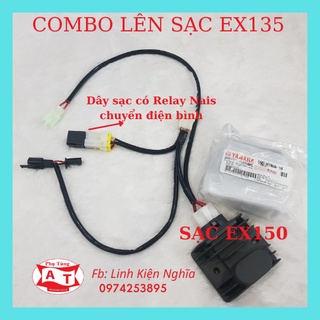 Bộ Sạc 150 cho Ex 135 kèm bộ dây lên sạc chuyển điện bình bấm sẵn giắc theo xe cắm giăc như zin
