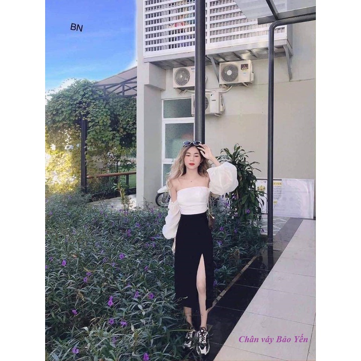 Chân váy dài 70cm xẻ đùi cao sexy(sẵn size) - M27