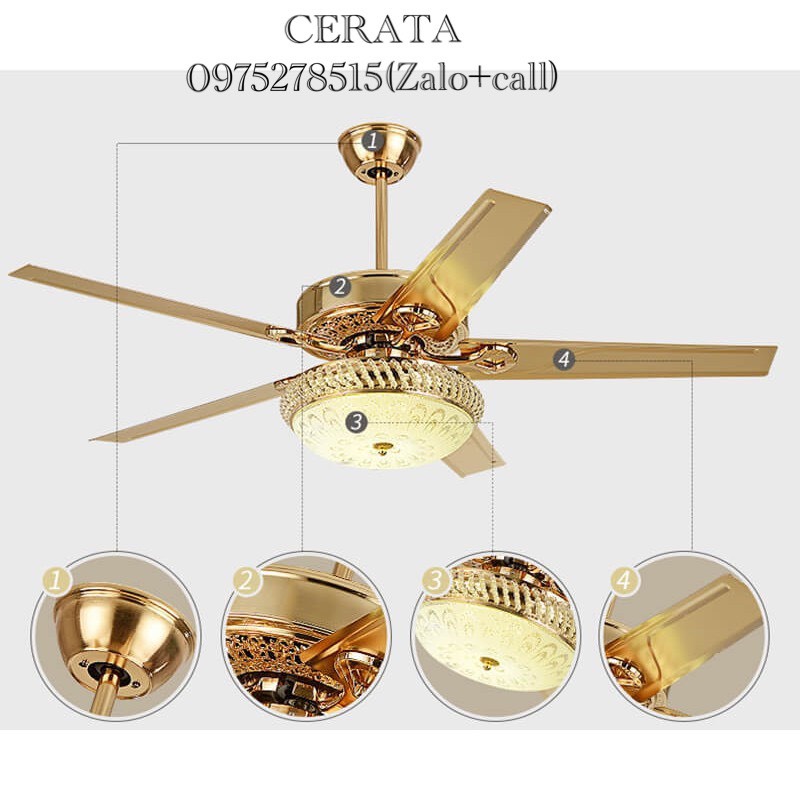 Quạt Trần CERATA-FAN 2319FG-PRO+, Có Điều Khiển Từ Xa 6 Số, 3 Chế Độ Đèn LED