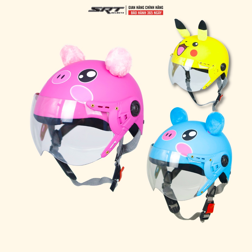 Mũ bảo hiểm trẻ em SRT - Heo, pikachu, vịt cao cấp