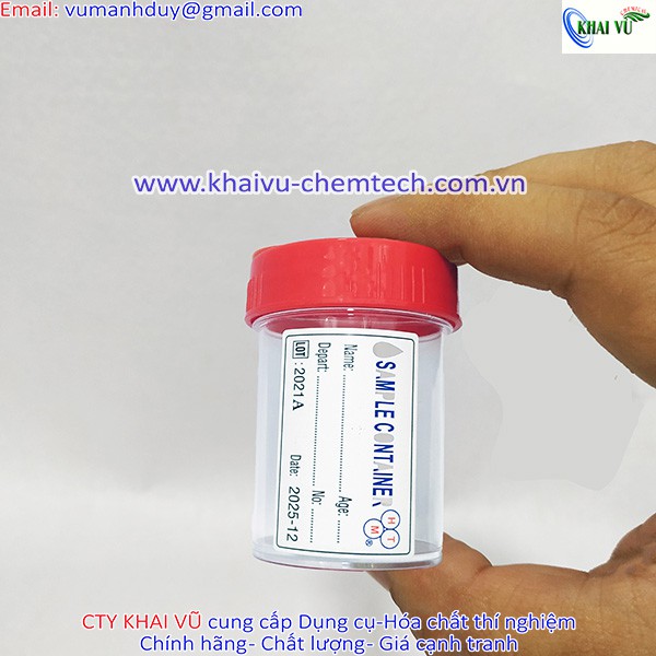 Combo 20 Lọ nhựa PS (trắng trong, tinh khiết) đựng mẫu thí nghiệm, sinh phẩm 55ml nắp đỏ