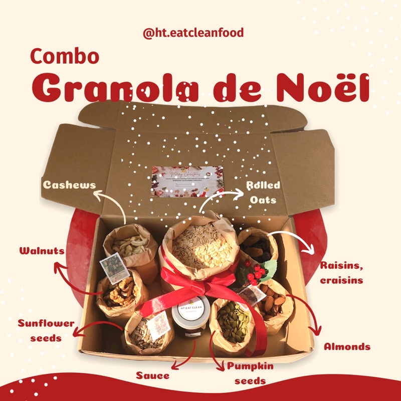 Combo GRANOLA de Noel [Hộp quà/ Quà tặng Giáng sinh Homemade]
