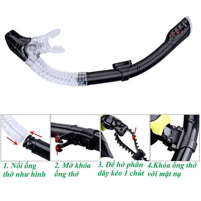 Ống thở lặn biển POPO SNOR van 1 chiều ngăn nước tuyệt đối chất liệu cao cấp