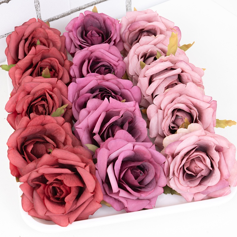 Set 5 Bông Hoa Hồng Giả 7CM Trang Trí Tiệc Cưới