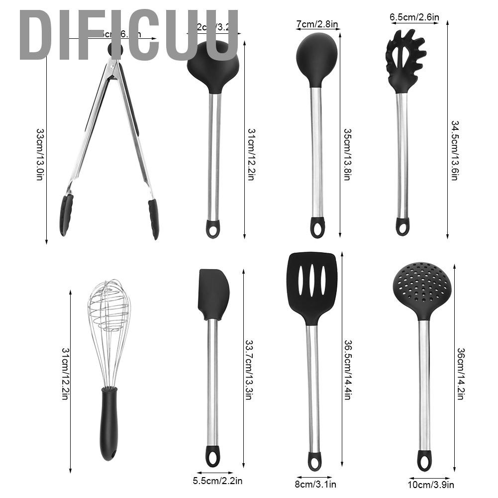 Dificuu Healthy and Non-Toxic Silicone Utensil Set Kitchen for Chef Home Cook