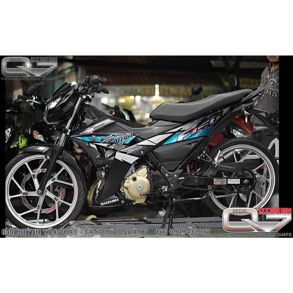 TEM RỜI RAIDER FI F150 XANH TRẮNG ĐEN