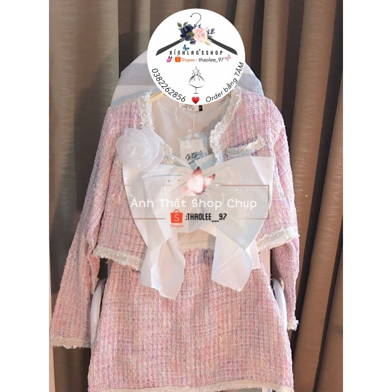 Set dạ hồng 3 chi tiết( kèm ảnh thật shop chụp) | BigBuy360 - bigbuy360.vn