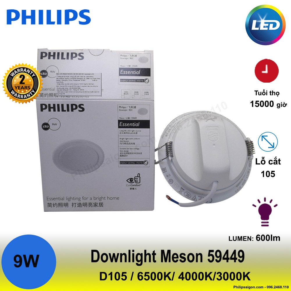 Đèn Downlight Led Philips  âm trần Meson 59449 9W D105