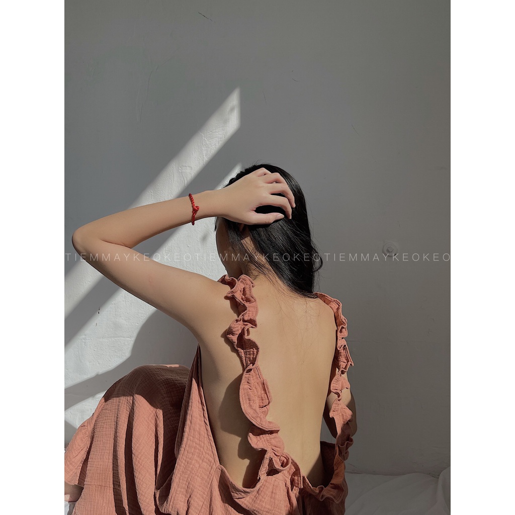 Váy ngủ sexy gợi cảm dáng dài hở lưng xô Muslin đầm ngủ váy 2 dây hoa nhí dễ thương cho nữ cao cấp | BigBuy360 - bigbuy360.vn