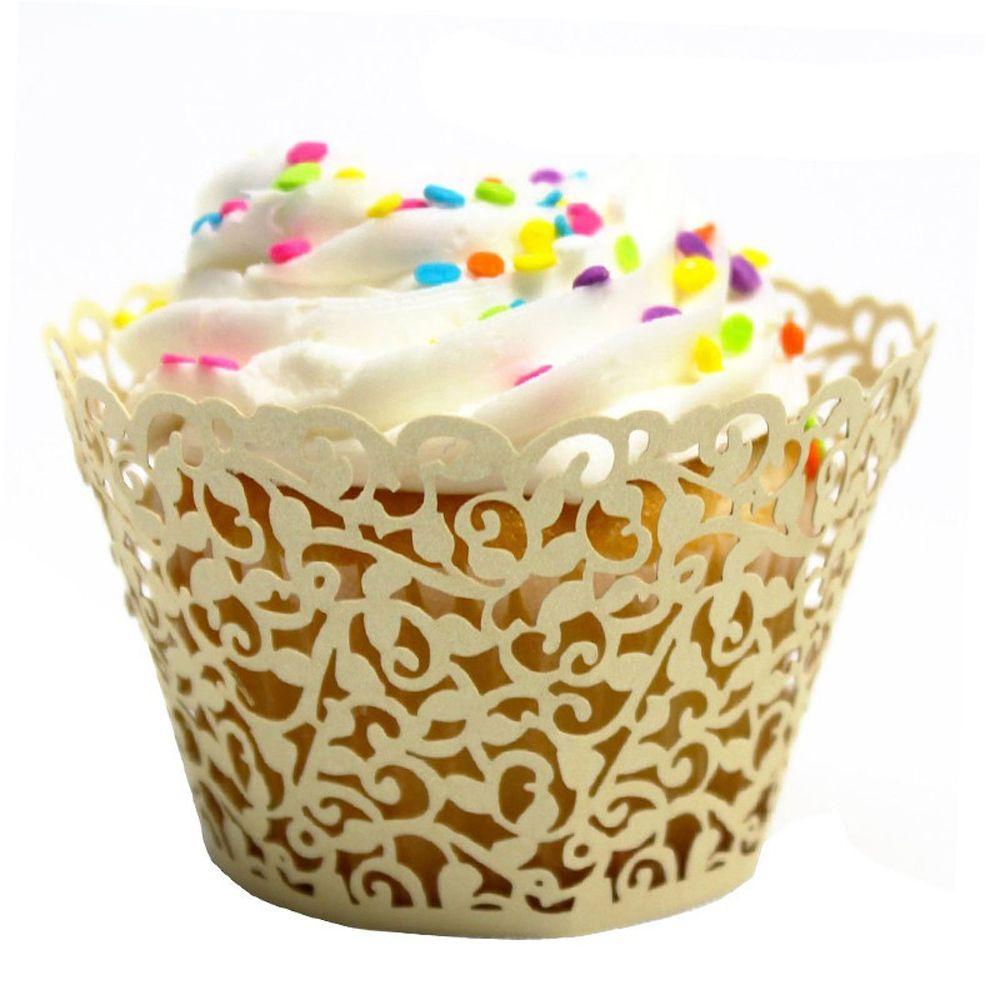 LONTIME Set 10 / 50 Cốc Giấy Đựng Kem Trang Trí Bánh Cupcake Tiện Dụng
