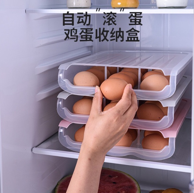 Khay Đựng Trứng Tủ Lạnh GIADUNGBANBUONTANTHANH Khay để trứng thông minh không cần mở nắp. Sức chứa 18 quả