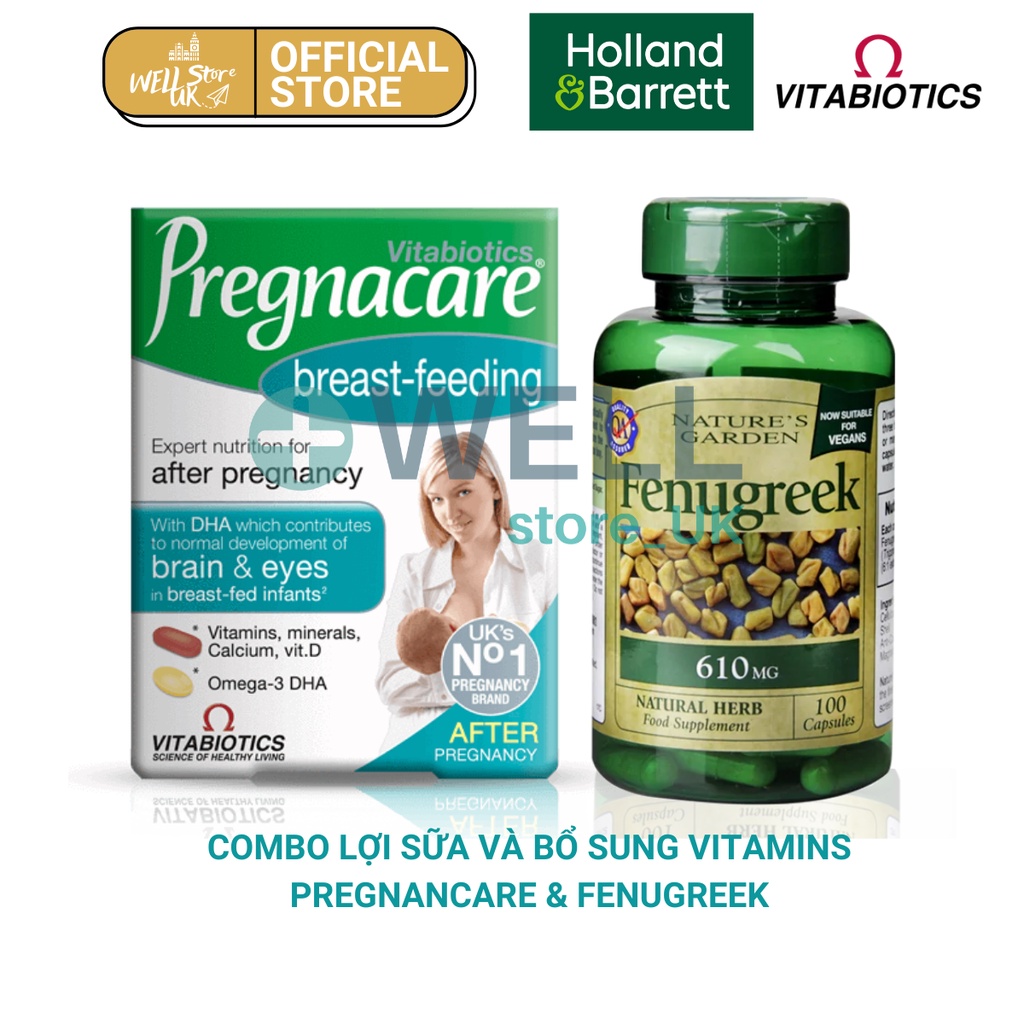 [UK-Air]Combo Vitamin Bú Anh và viên cỏ lợi sữa Fenugreek gọi sữa dồi dào cho mẹ sau sinh