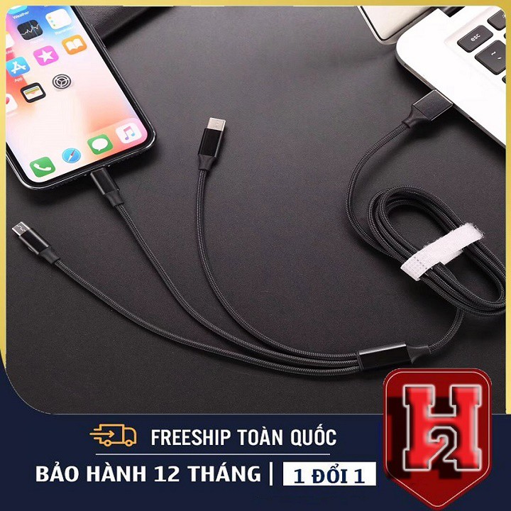 Dây Đa Năng Sạc 3 Đầu ❤️FREESHIP❤️ Giảm 10k khi nhập mã [ WOLF] - IPHONE, SAMSUNG, OPPO