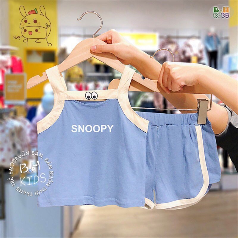 Bộ 2 dây bé gái snoopy chất đũi mềm mịn_Quần áo trẻ em