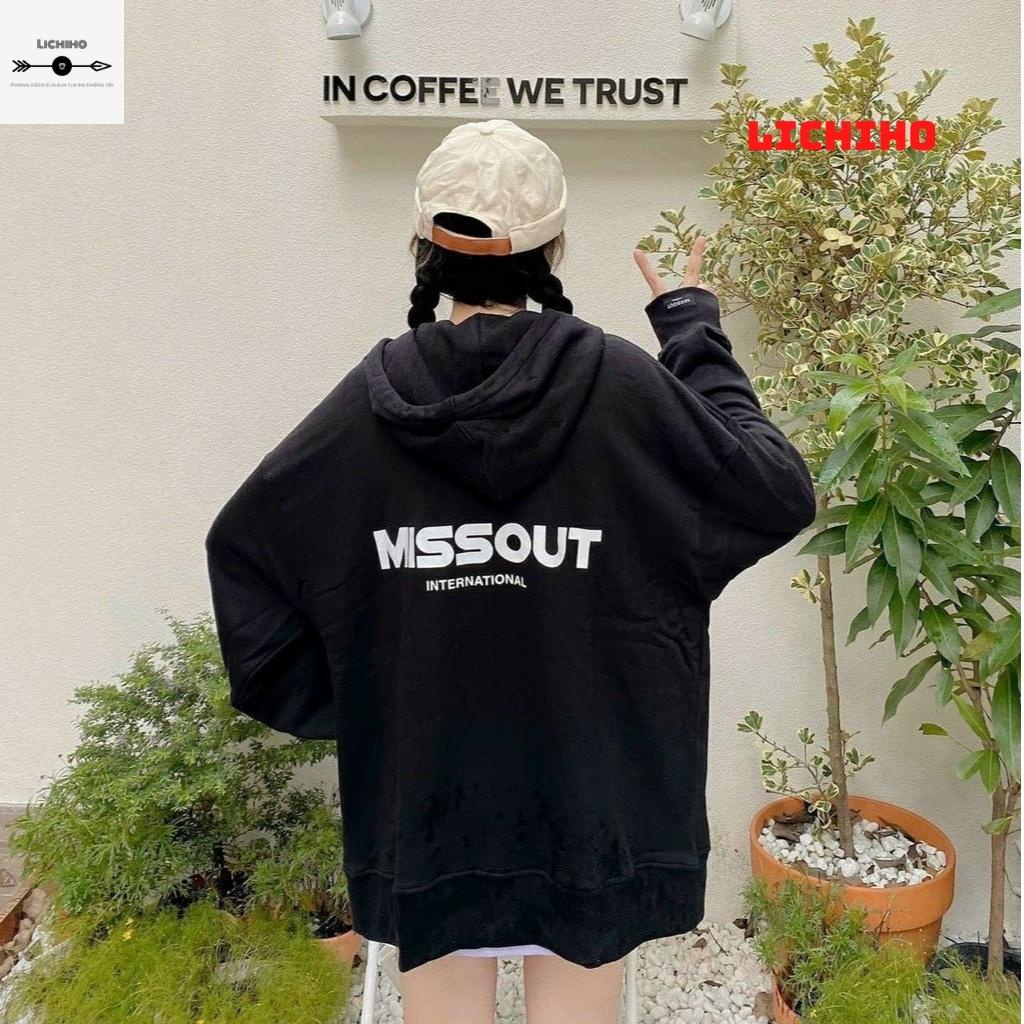 Áo hoodies dây kéo fom rộng MISSOUT AKNM16 LICHIHO jacket nỉ ulzzang hottrend nam nữ rẻ đẹp dành cho học sinh sinh viên