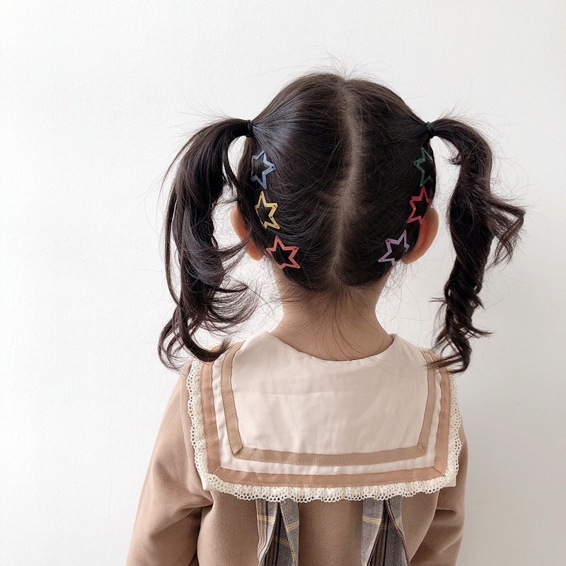 Set 25 kẹp tóc hình ngôi sao / trái tim / ngôi sao năm cánh dài dễ thương cho bé gái