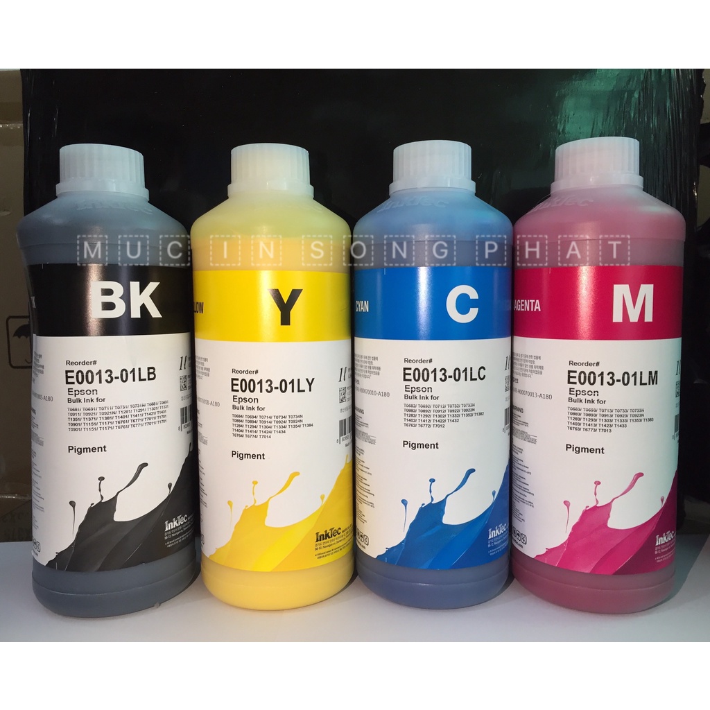 Bộ 4 chai Mực  Pigment Epson Inktec Hàn Quốc 1 Lít