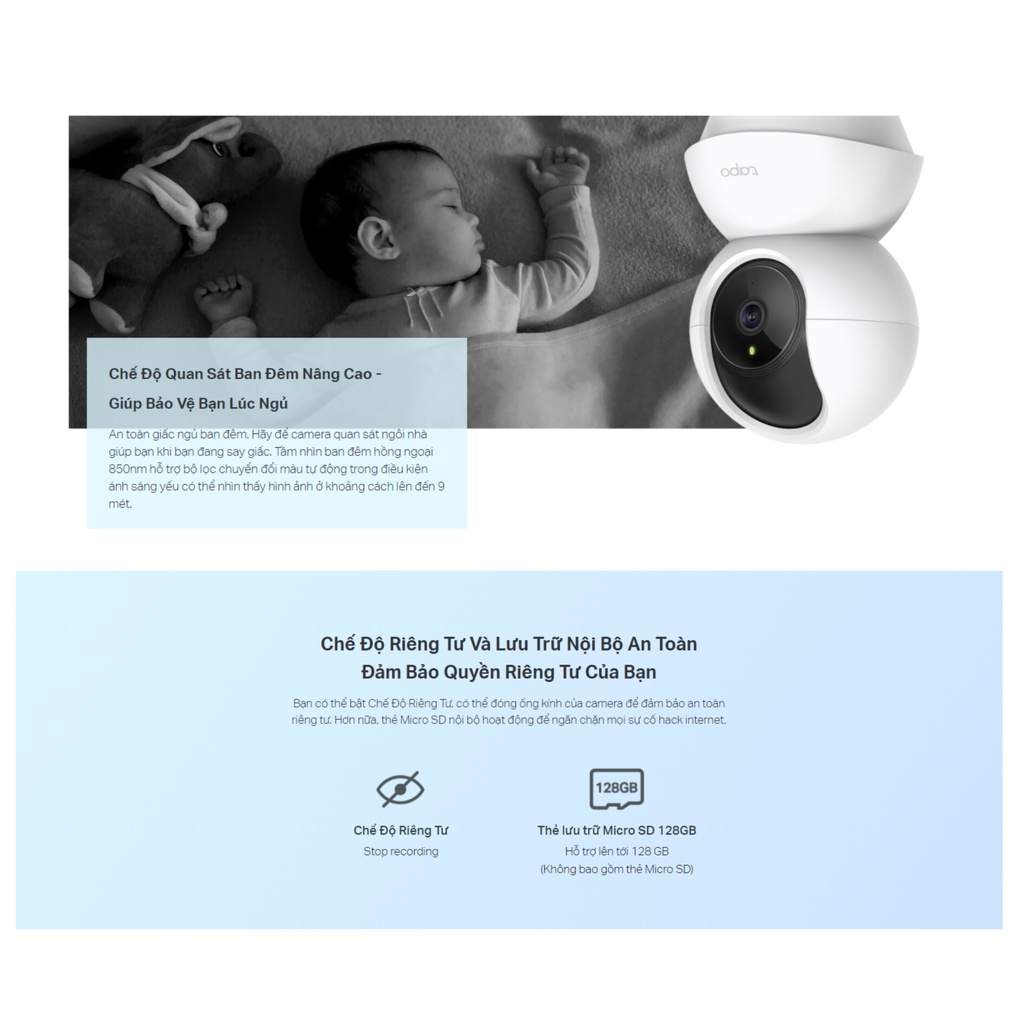 Camera TPLink Tapo C210 / C200 Thông Minh 3M 2M Quản Lí App Đàm Thoại 2 Chiều - Chính Hãng