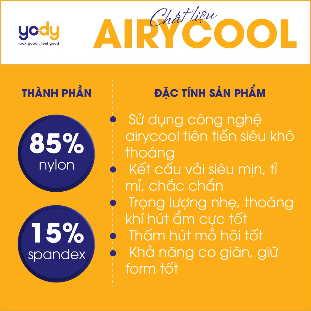 Áo polo thể thao nam YODY vải Airy Cool Basic mềm mịn, nhanh khô, thâm hút mồ hôi tốt SAM5007