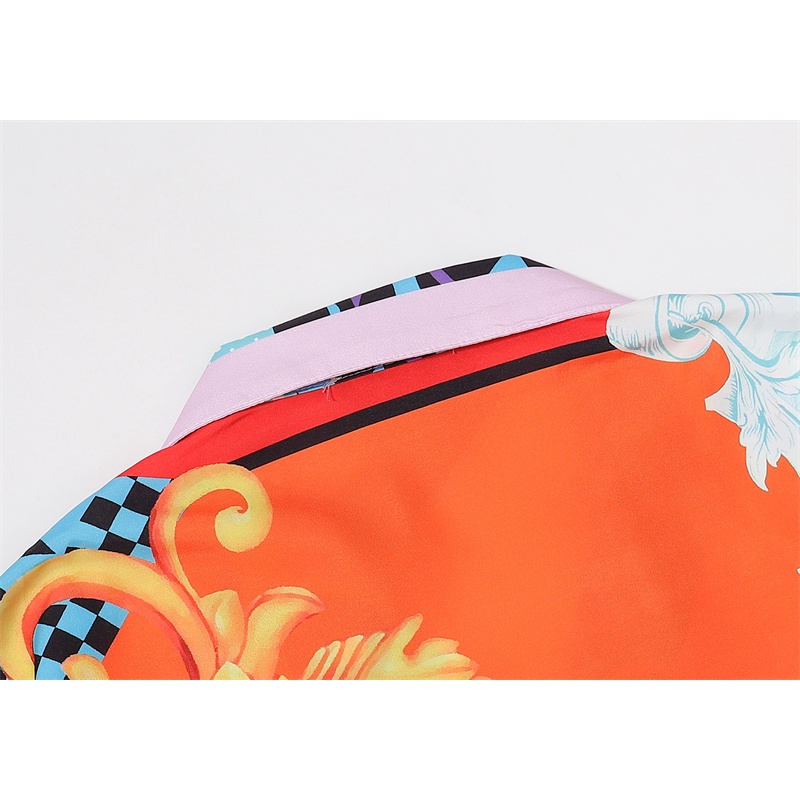 Áo Sơ Mi Versace Tay Ngắn Dáng Rộng In Chấm Bi Phối Màu Tương Phản Cá Tính