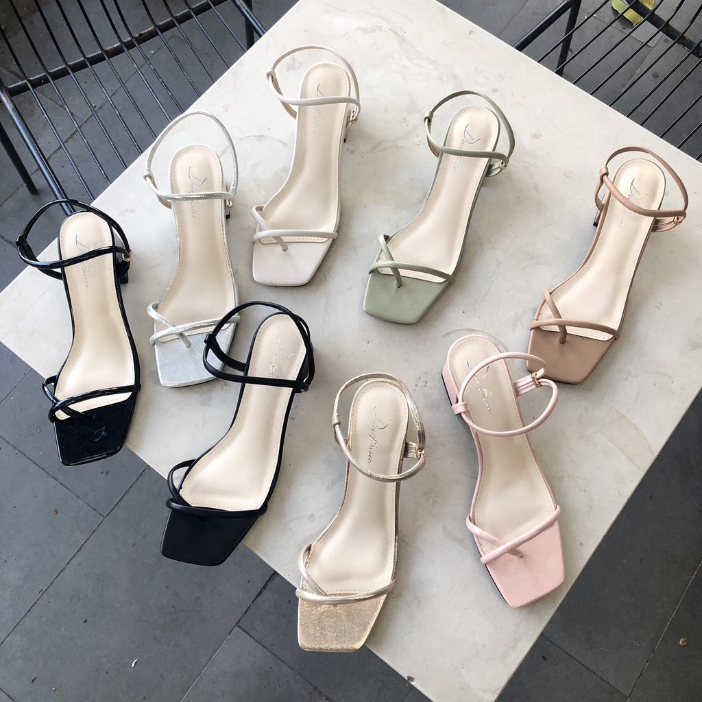 GIÀY SANDAL NỮ QUAI MẢNH XỎ NGÓN CAO 6 CM ÊM CHÂN