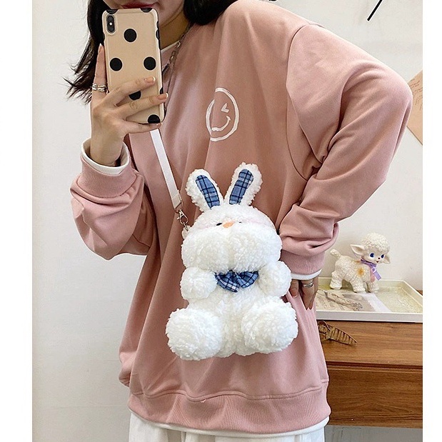 Túi đeo chéo túi gấu bông túi thỏ gấu xù Ulzzang dễ thương hàng Quảng Châu có sẵn
