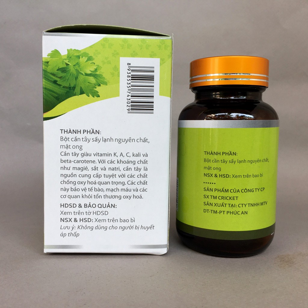 Viên bột cần tây mật ong sấy lạnh nguyên chất Cotra (Hộp 80g) giúp giảm cân, detox thanh lọc cơ thể, làm đẹp da trắng da