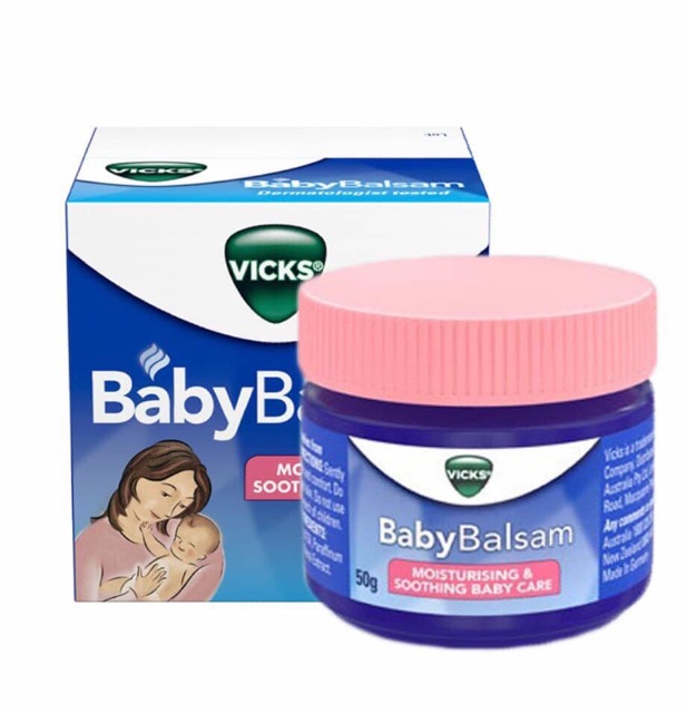 Dầu bôi ấm ngực Vick Baby Balsam Úc, giữ ấm cho bé 50g [ babyboo]