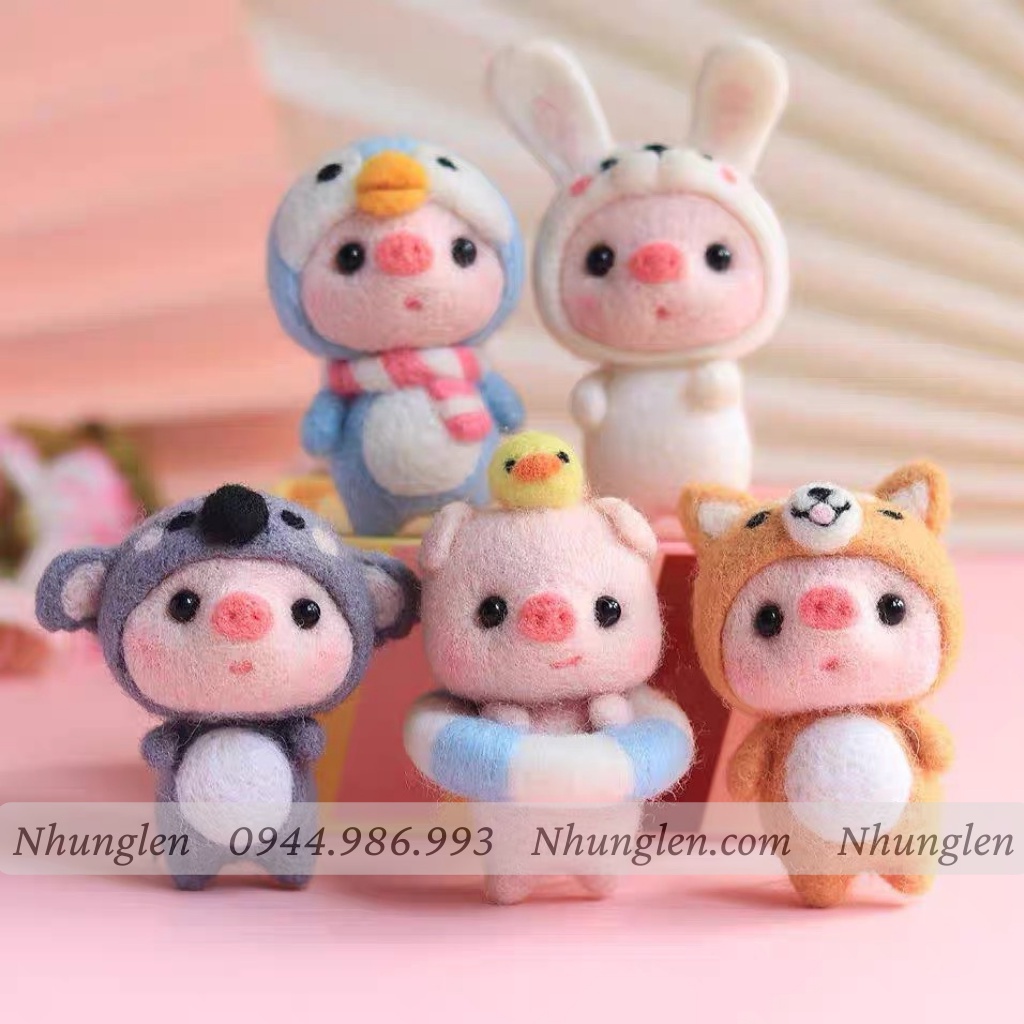 [MỚI] 16 mẫu len chọc Lợn Tắm Biển - Quà tự tay làm, DIYs có hướng dẫn - Needle felting Pig