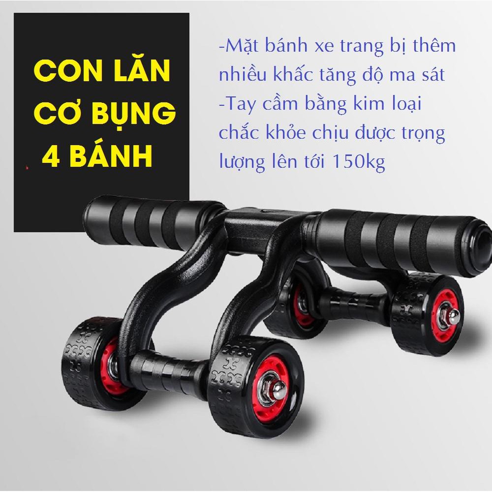 ComBo 2 Sản Phẩm Chữ T Tập Bụng Và Con Lăn Tập Gym 4 Bánh