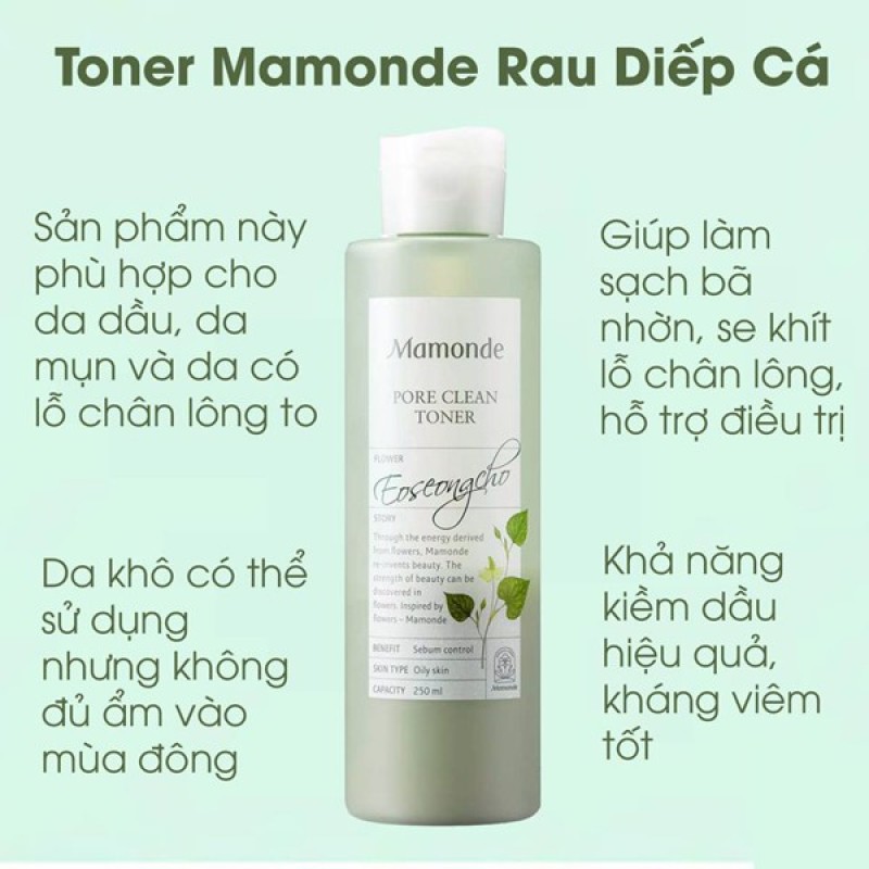 Nước Hoa Hồng Mamonde Toner 250ml Dành Cho Mọi Loại Da