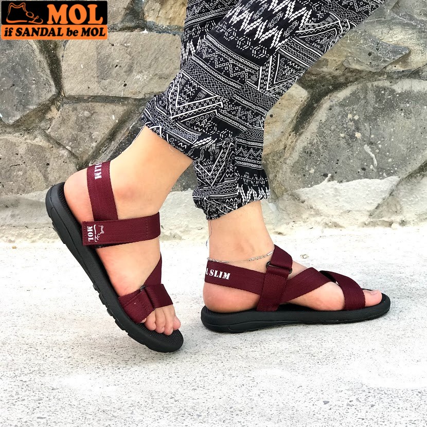 Giày Sandal MOL Nam Nữ Quai Chéo Đế Cao Su Quai Dù Đi Học Đi Làm Đi Chơi Mã MS1166