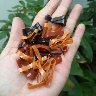 Sỉ 1kg thun cột tóc màu nâu,cafe (bản to 0.4×3cm)