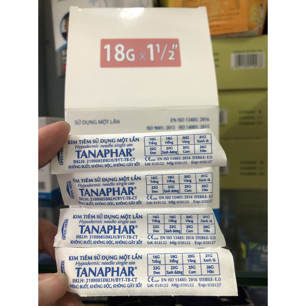 ❤  SIÊU BÉN - đầu kim tiêm ép vỉ tiệt trùng 18G TANAPHAR - ĐẦU KIM TIÊM SẠC LẤY THUỐC 18G TANAPHAR