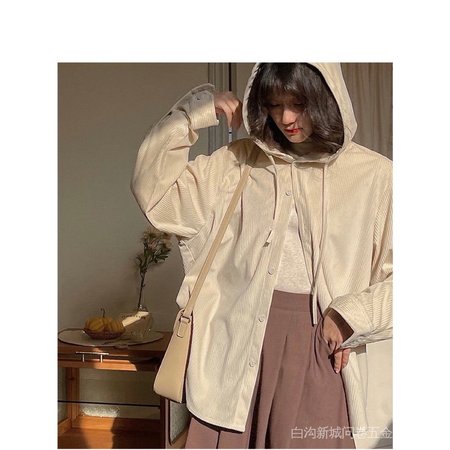 Áo Khoác cardigan Có Mũ Trùm Dáng Rộng Phong Cách Hàn Quốc Thời Trang Thu Đông Cho Nữ