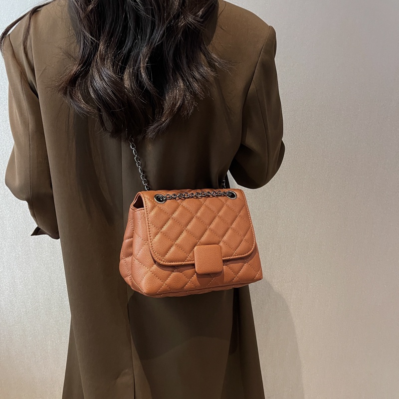 Túi đeo chéo IELGY màu trơn sọc hình thoi sức chứa lớn phong cách Hàn Quốc thời trang dành cho nữ