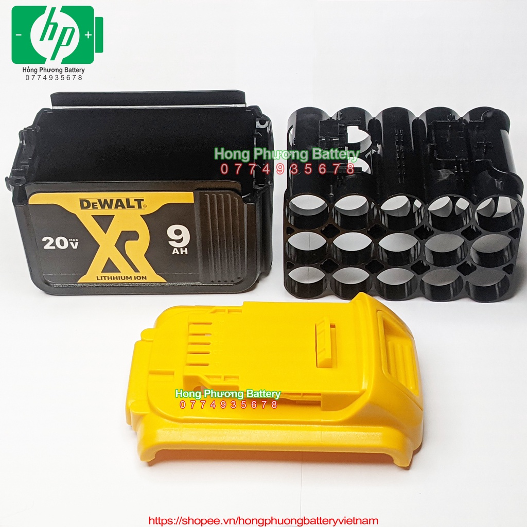 Vỏ mạch Dewalt 20V 9A 15cell mạch nhận sạc zin