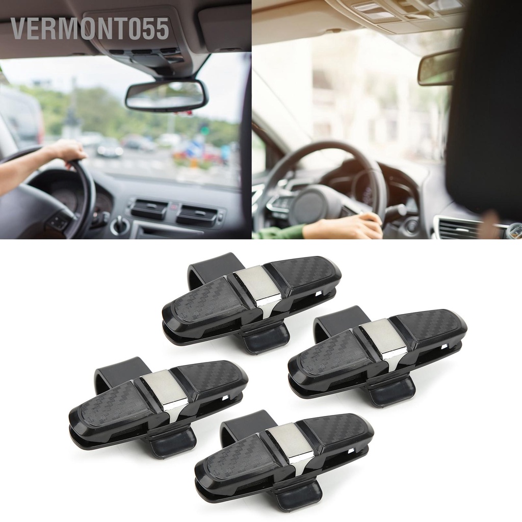 Set 4 Kẹp Giữ Kính Mát Xoay 180 Độ Gắn Tấm Chắn Nắng Xe Hơi Kèm Thẻ Vé