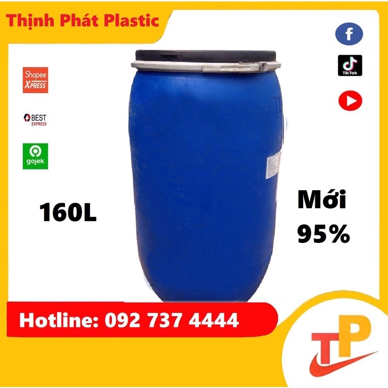 Thùng Phi Nhựa Cũ 160L Giá Sỉ/ Gọi Cho Shop Giao Ngay/ Thùng Chứa Nước 160L Màu Xanh/ Thùng Phuy Nhựa Cũ