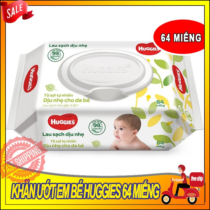 [HÀ NỘI] Khăn Giấy Ướt Huggies Không Mùi 64 Miếng An Toàn Dịu Nhẹ Cho Trẻ Sơ Sinh