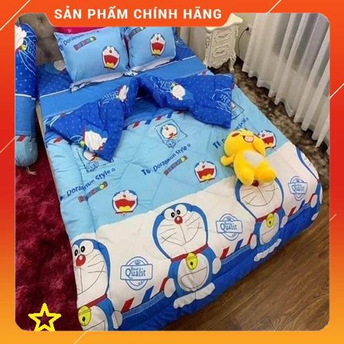 Bộ chăn phao trần bông ga gối 5 món chất liệu cotton poly đồng bộ màu sắc nhã nhặn | BigBuy360 - bigbuy360.vn