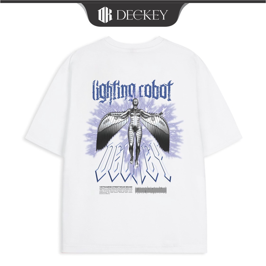 Áo Thun Cotton Unisex Nam Nữ Form Rộng Local Brand DECKEY LIGHTING ROBOT