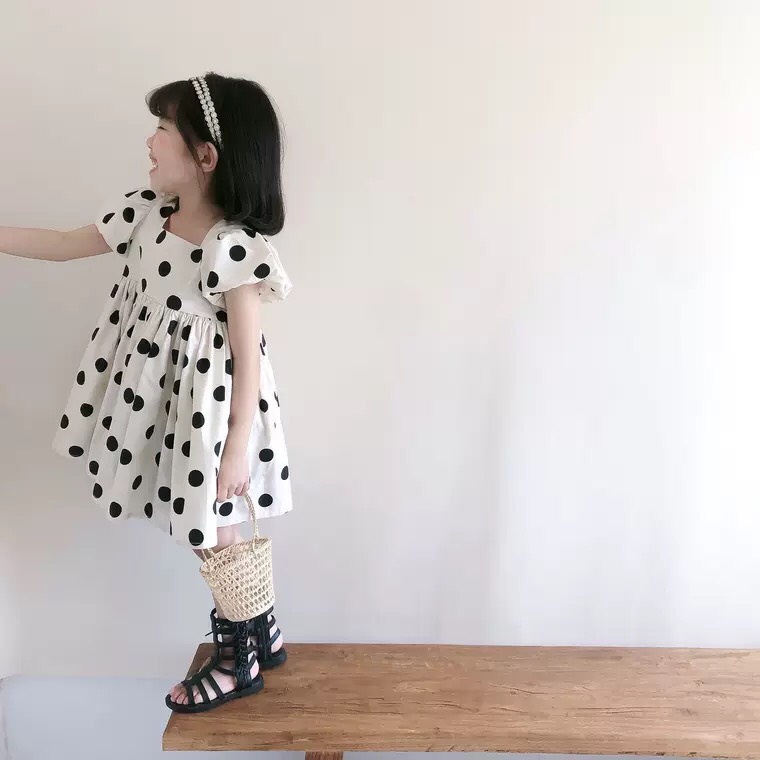 Váy bé gái HML THÔ SẦN CHẤM BI (12-42kg) cho bé 1- 10 tuổi, Váy cho bé gái chất mát, đầm bé gái size đại mã A21