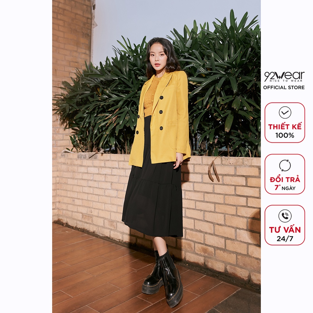 Áo vest nữ 92WEAR, thiết kế hàn quốc dài tay túi ốp hai hàng cúc thanh lịch, trẻ trung VDW1170 | BigBuy360 - bigbuy360.vn