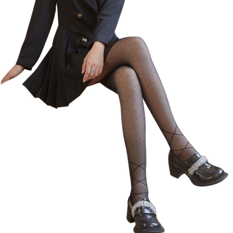 Quần Tất Dày Họa Tiết Chấm Bi Kiểu Vintage Dễ Thương Cho Bạn Gái