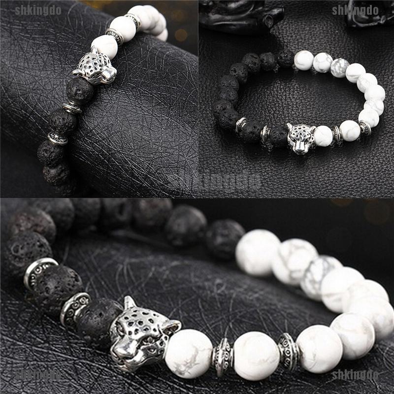 Vòng tay handmade đá mã não nham thạch 8mm mặt hình động vật thời trang dành cho nam và nữ