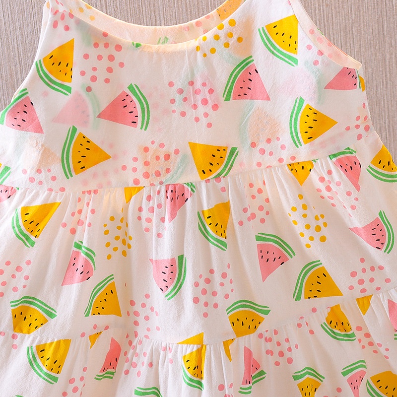 Đầm Yếm In Họa Tiết Phong Cách Hàn Quốc Thời Trang Mùa Hè Cho Bé Gái 0-4 Tuổi