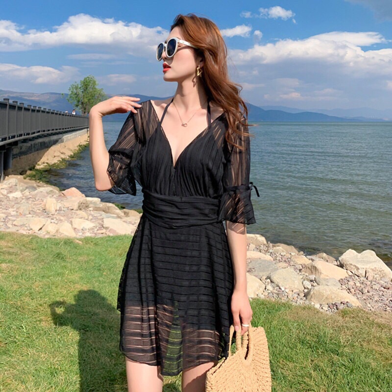 B ộ Bơi Đi Tắm Biển Nữ Bikini liền váy bikini 1 mảnh người béo BIGSIZE che bụng siêu tôn dáng BKN48