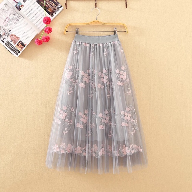 Chân váy maxi voan lưới thêu hoa sang chảnh loại 1 (sẵn hàng) | BigBuy360 - bigbuy360.vn